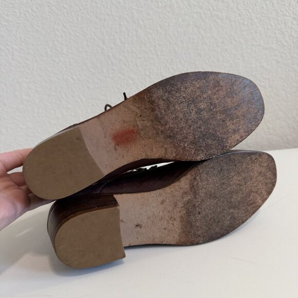 Christy Dawn The Dawn Boot Mahogany Soft Leather Lace Up Stacked Heel Boot 8 - Picture 9 of 12